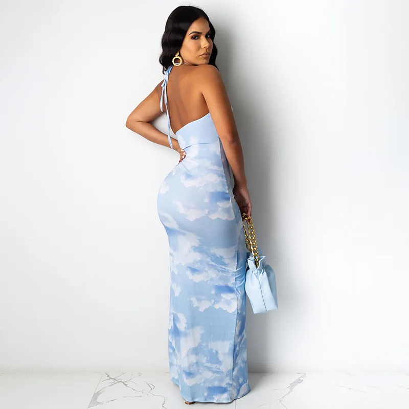 FREE SHIPPING Maxi Dress Tie Dye Side Slit Party Outfit OUT0834