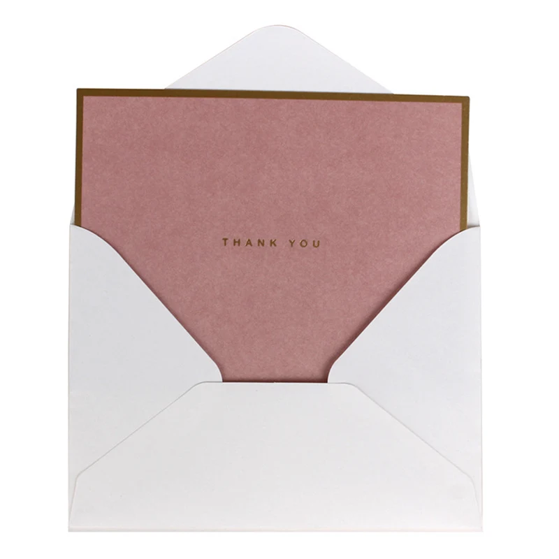  10pcs (Card + envelope) Bronzing greeting card invitation Wedding thanks birthday card paper gift w - 4.00028E+12