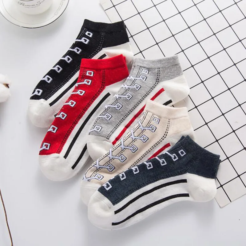 

Fashion Shoes Pattern Socks Men Women Hip Hop Cotton Short Happy Socks Ankle Calcetines hombre Sokken