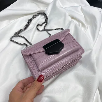 

Small Stone Pattern PU Leather Crossbody Bags for Women New Female Chain Shoulder Handbags Solid Color Ladies' Travel Flap Bags