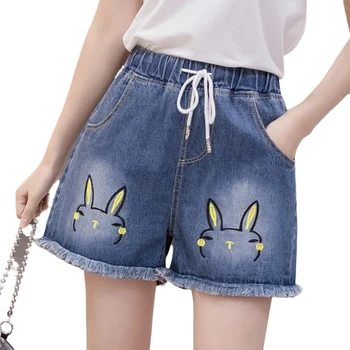 

Jeans Shorts Women's Cartoon rabbit 2020 Spring Summer New High-waisted Loose Shorts Plus size S-5xl Women Short Jeans 52C