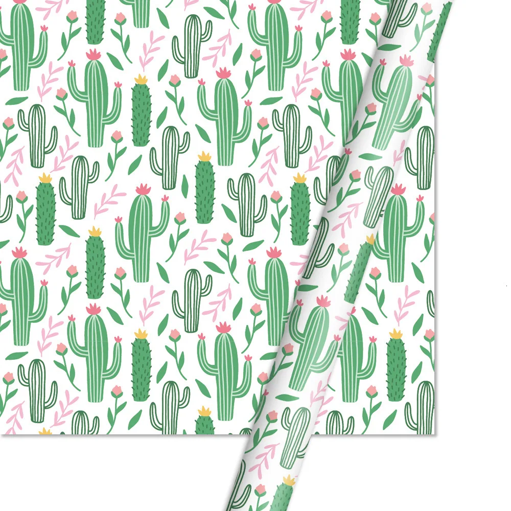50x70cm New Boutique Bouquet Wrapping Paper Craft Gift Wrap Stickers Scrapbooking Book Origami Cactus Alpacas Papier