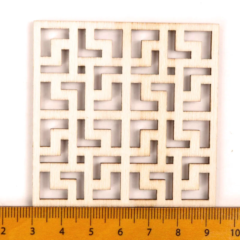 Chinese style Retro Frame Wooden Pattern Round Square Scrapbooking Craft Handmade Accessory Sewing Home Decor DIY 64mm