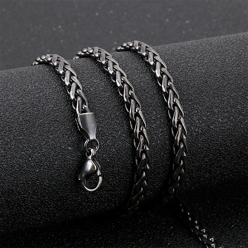 KALEN Stainless Steel Matte Long Linking Chain Necklace Men Brushed Snake Chain Box Chain Choker Necklace Jewelry Accessories