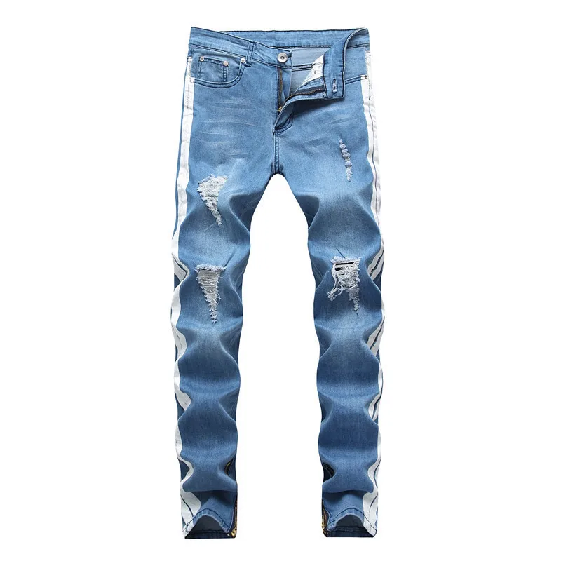 

Mens Hole Designer Jeans Pants Solid Color Button Homme Fashion Clothing Pocket Streetwear