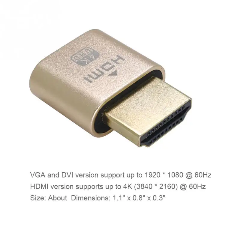 Мини HDMI адаптер для виртуального дисплея 1920x1080 4K HDMI DDC EDID пустышка EDID Ghost Дисплей Поддельный виртуальный замок