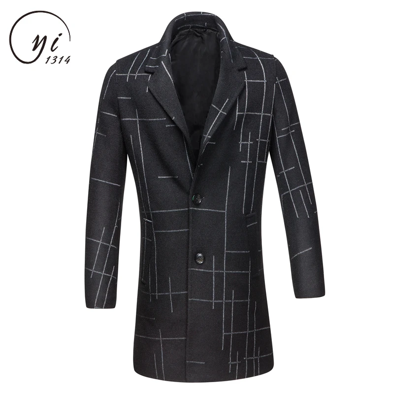

Ilregular Stripe Wool Blend Coat Winter Slim Fit Mens Tweed Coat Men Long Thick Warm Jacket Abrigo Largo Hombre