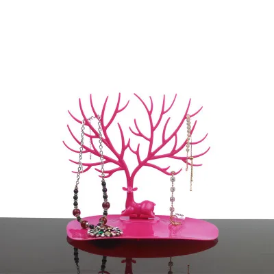 Qingwen серьги с оленями ожерелье кольцо ювелирные браслеты и кулоны Дисплей Стенд лоток дерево хранения ювелирных изделий Органайзер держатель CE0560 - Цвет: rose red