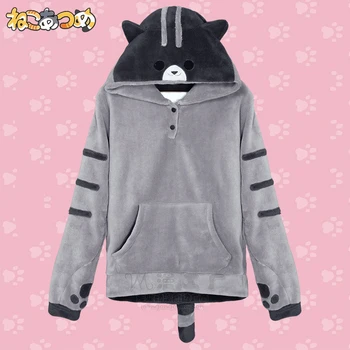 

Japanese Anime Neko Atsume Cosplay Thicken Hoodies Home Warm Coat Cute Cat Design Fleece Pullover Hoodie Costumes Sweatshirts