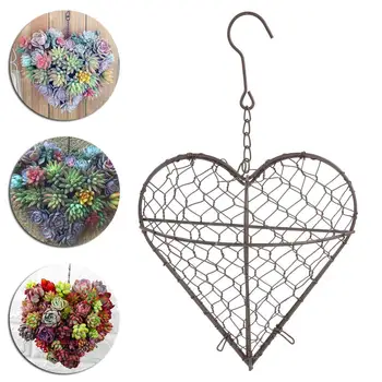 

Creative Heart Shape Planters Garden Hanging Flower Pots Basket Wall-mounted Iron Succulent Plants Basket Support Holder
