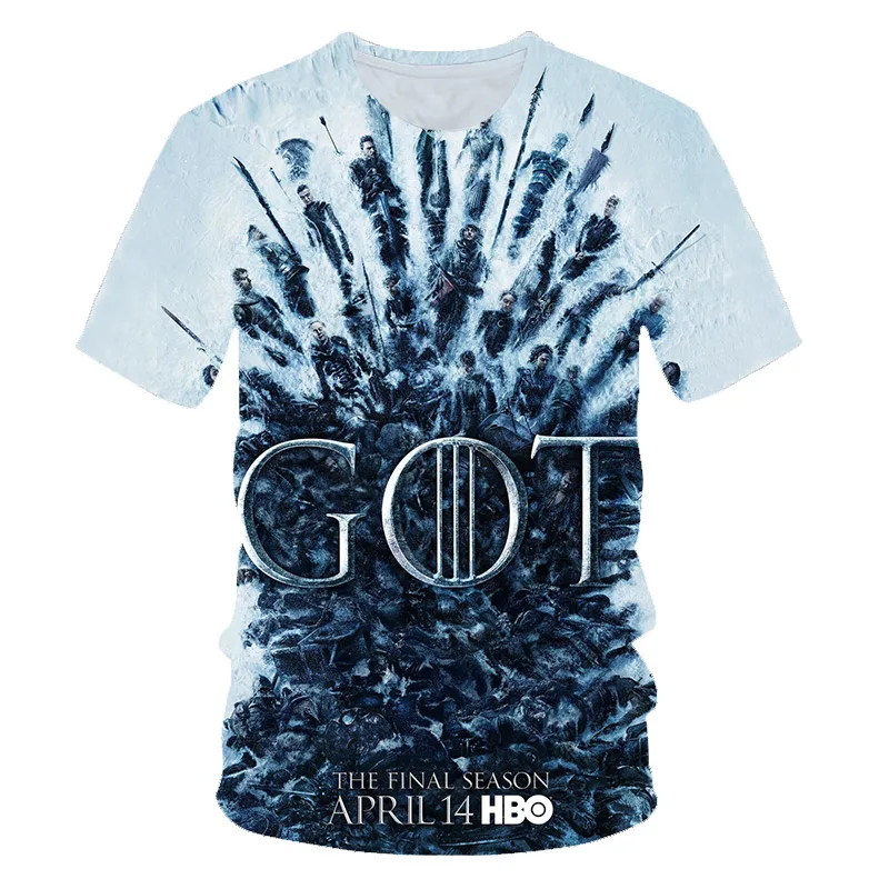 

2019 Newest T-shirt Game of Thrones tshirt Night King & Dragon Men's Tshirt 3d Print T shirt Summer Hip Hop Short Sleeve Flame