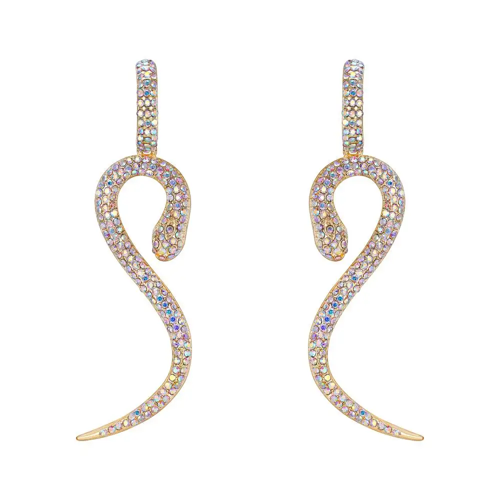 Clear AB Gold Tuliper сережки в виде рождественской змеи, подвеска-кристалл, серьги для женщин, вечерние ювелирные изделия, подарок - Окраска металла: Clear AB Gold