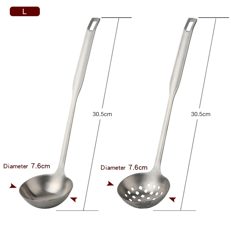 Silver Set-L 2 шт./компл. набор инструментов для приготовления пищи из нержавеющей стали матовый лак с длинной ручкой суповая ложка скиммер дуршлаг для кухни посуда набор посуды - Цвет: Silver Set-L