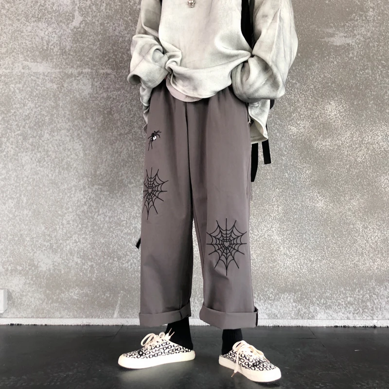 Neploe уличная Harajuku женские мужские брюки винтажные Свободные повседневные брюки с вышивкой Высокая талия Длинные прямые брюки унисекс 54617