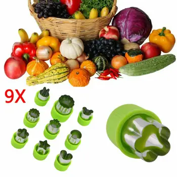 

9Pcs Stainless Steel Fruit Vegetable Cookie Shape Cutters Set Kid Food Mould 9-piece Vegetable Cutting Die Cookie Shape Cutters