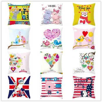 

Sofa Car Valentine‘s Christmas Cartoon Cushion Cover Polyester Sofa Car Cushion Cover Home Decor Cushion Chair Pillowcase45x45cm