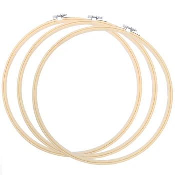 

3 Pieces 14 Inch Embroidery Hoops Wooden Round Adjustable Bamboo Circle Cross Stitch Hoop Ring for Art Craft Handy Sewing