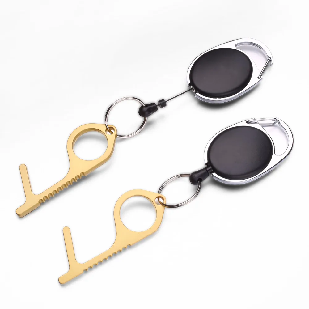 

Handmade Door Opener Key Chain NO TOUCH Door Handle Artifact Keychain Avoid Touching Key Buckle Clean Key Dropshipping