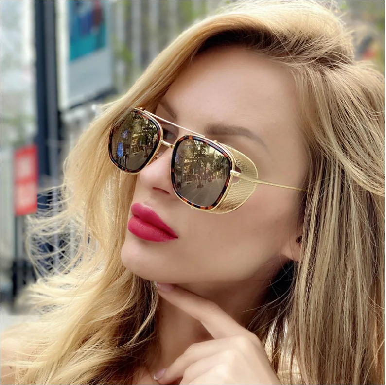 Side Hole New Edith Tony Stark Iron Man Spider Man Avenger Film Sunglasses Steampunk Men Glasses