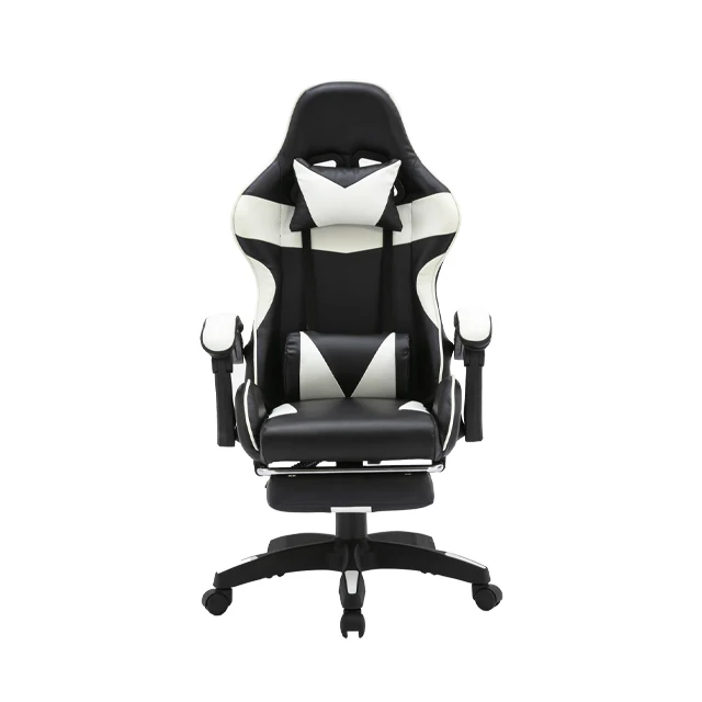 WCG Gaming Chairs Computer Chair Lifting up Office Chair for Cafe Internet Lounge White with Footrest