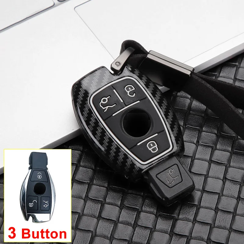 3Button Carbon Black Цинковый сплав+ силиконовый чехол для ключа автомобиля чехол для Mercedes Benz BGA AMG W203 W210 W211 W124 W202 W204 W205 W212 W176 аксессуары - Название цвета: 3Button Carbon Black