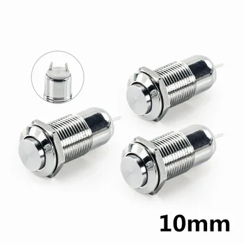

1pc 10MM 2pin Panel Hole Metal Button Switch Latching Power Push Button High Head Self Locking/ Reset soldering IP67 1NO