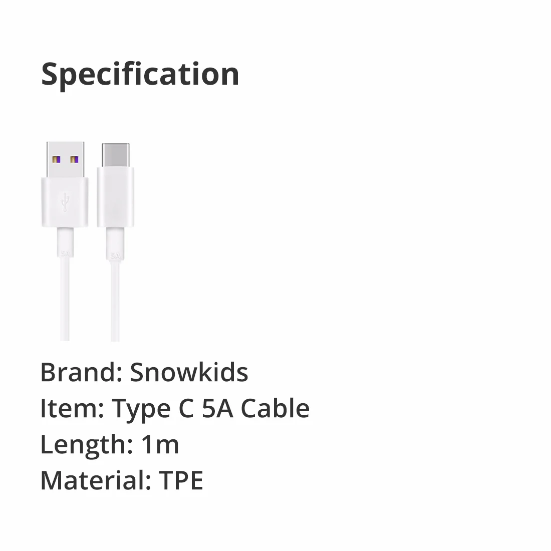 Кабель Snowkids 5A usb type C для быстрой зарядки type-C Kable для huawei P30 P20 mate 20 Pro Phone Supercharge QC3.0 USBC Cabo Data