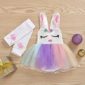 

Pudcoco 2020 Toddler Kids Baby Girl Easter Rabbit Clothes Suit Mini Sweet Bunny Dress Lace Tutu Mesh Dresses For Girls 0-18M