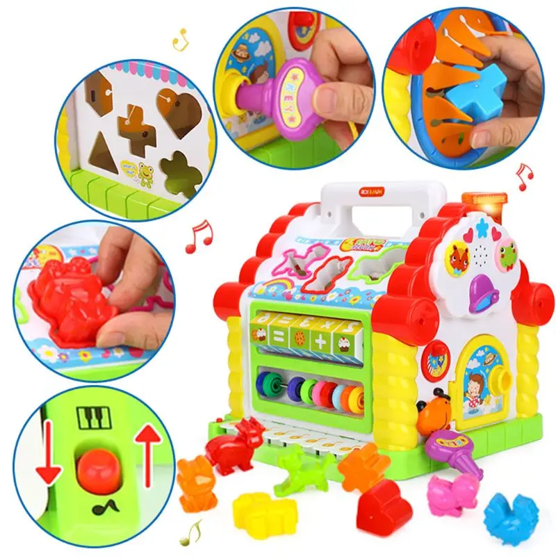 1 PC Children fun tree house activity cube cabin with music light learning