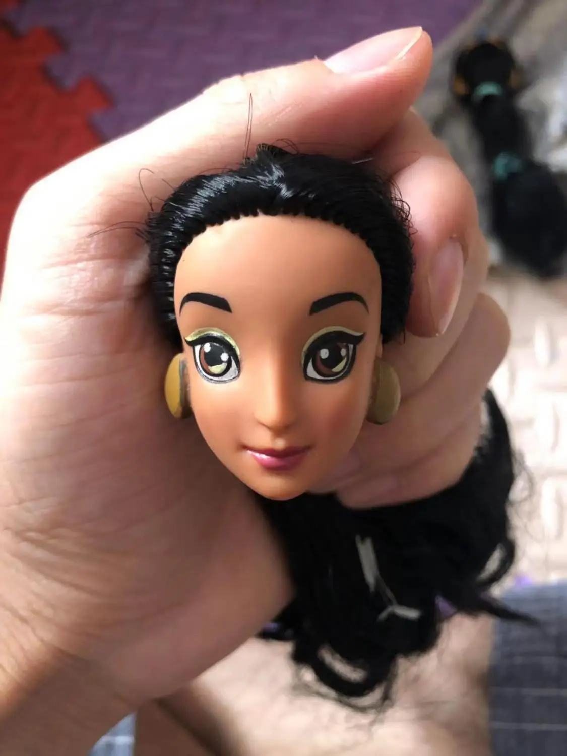 Случайный 1 шт. милый Аладдин, жасмин салонная кукла голова куклы diy игрушка подарок для девочек косплей украшения принцессы - Цвет: B