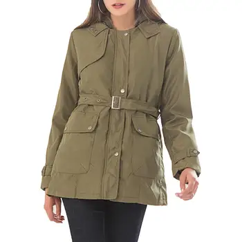 

Women Winter Button Pockets Zipper Hooded Midi Coat Loose Comfortable Thicken Quilted Jacket