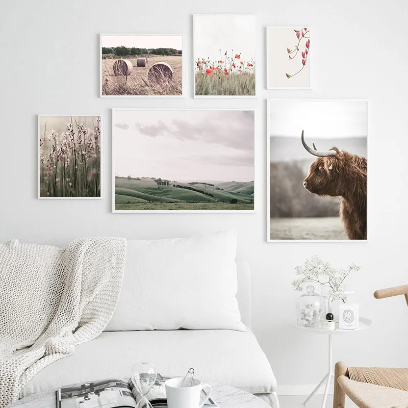 

Scandinavian Poster Nordic Nature Grass Field Wall Art Canvas Print Painting Decorative Picture Modern Living Room Decoration