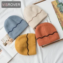 VISROVER, 9 цветов, кашемировая шапка в полоску, зимняя шапка для женщин, вязаная шапка skullies beanies, теплая шапка, женская шапка, подарок