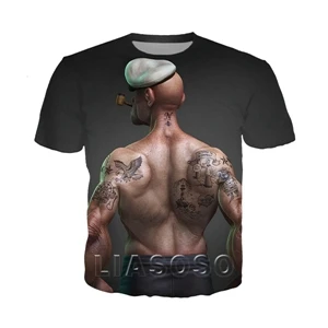 2 Модный дизайн мультфильм аниме Popeye футболка для мужчин/женщин футболки с 3D-принтом унисекс Harajuku стиль футболка уличная топы p1 - Цвет: 2