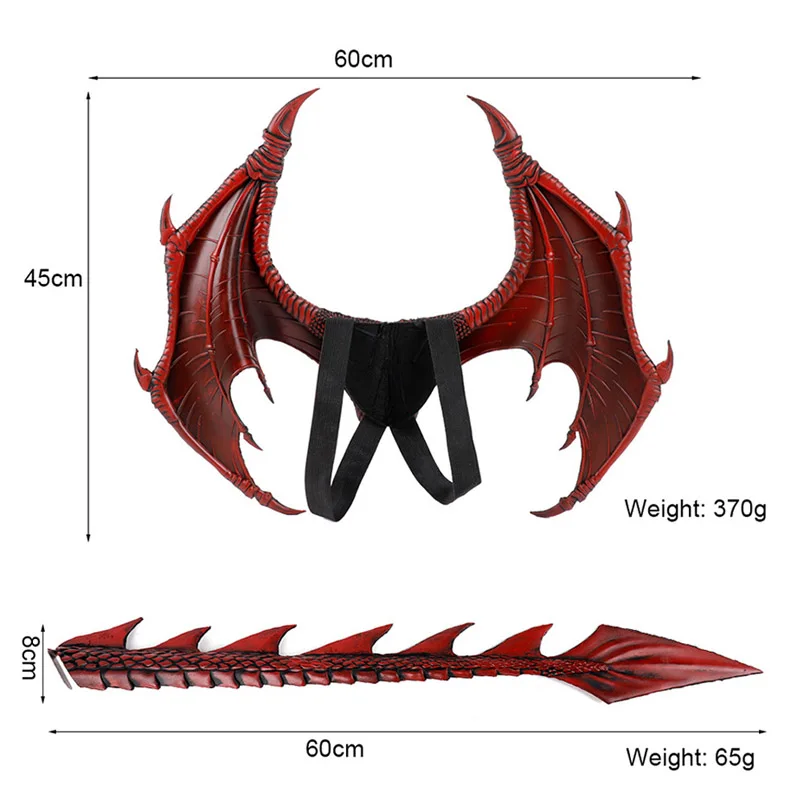 Фантазийный костюм динозавра дракона на Хэллоуин, детская маска в виде животного, крылья и хвост, аксессуары для косплея, набор украшений для взрослых