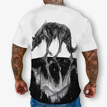 Camiseta de moda de verano para hombre, ropa de calle de manga corta con cuello redondo, Tops, ropa de animales para niños, Camiseta con estampado de lobo en 3d