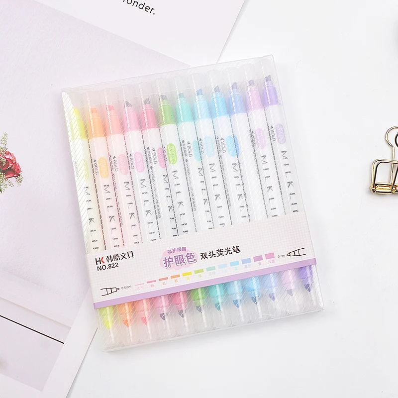 12 Pastel Colors Set Andstal, 12 цветов/набор, уникальный пастельный цвет, Двойные наконечники, маркер, ручка, Флуоресцентный цвет, для школы, маркер, канцелярские принадлежности, офис - Цвет: 12 Pastel Colors Set