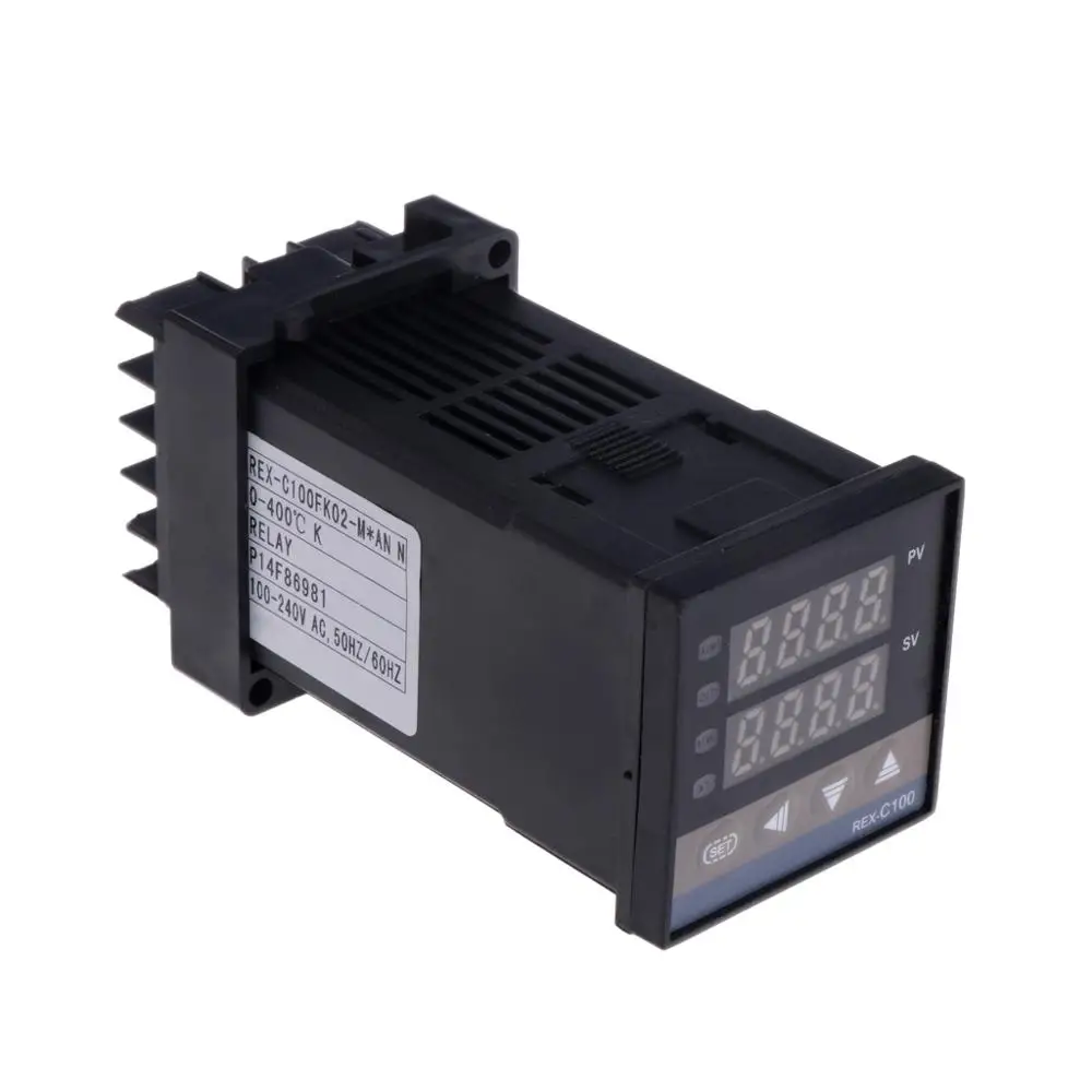 REX-C100 цифровой RKC термостат pid регулятор температуры цифровой REX-C100/400 градусов SSR реле/K термопары зонд/радиатор - Цвет: Черный