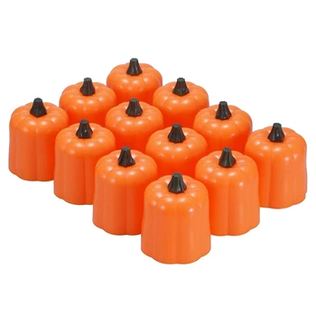 

12 Pcs Halloween Electronic Candles Simulation Pumpkin Candle Lights Led Electronic Glowing Candle Lights