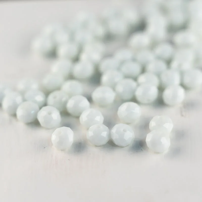 

MH new Pearlescent glass beads pure white glass beads 6*8mm 30pcs Austrian cut crystal glass beads loose beads for jewelry