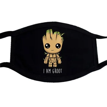 

Marvel Cartoon Anime Cute Groot Masks Half Face Mouth Muffle Dustproof Masks Anti-dust Black Casual Warm Unisex Mask