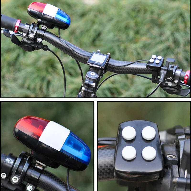 Bicycle Flashing LED Sounds Police Siren Trumpet Electric Horn