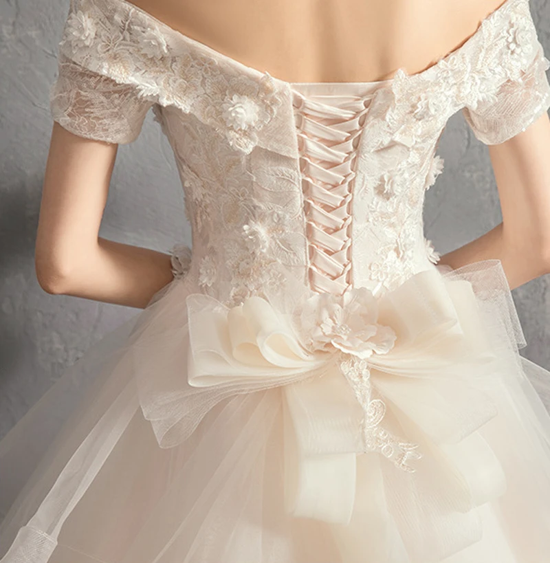 Vestido de Noiva/2019; свадебное платье принцессы; бальное платье с открытыми плечами и бусинами; кружевное подвенечное платье; свадебное платье; Robe