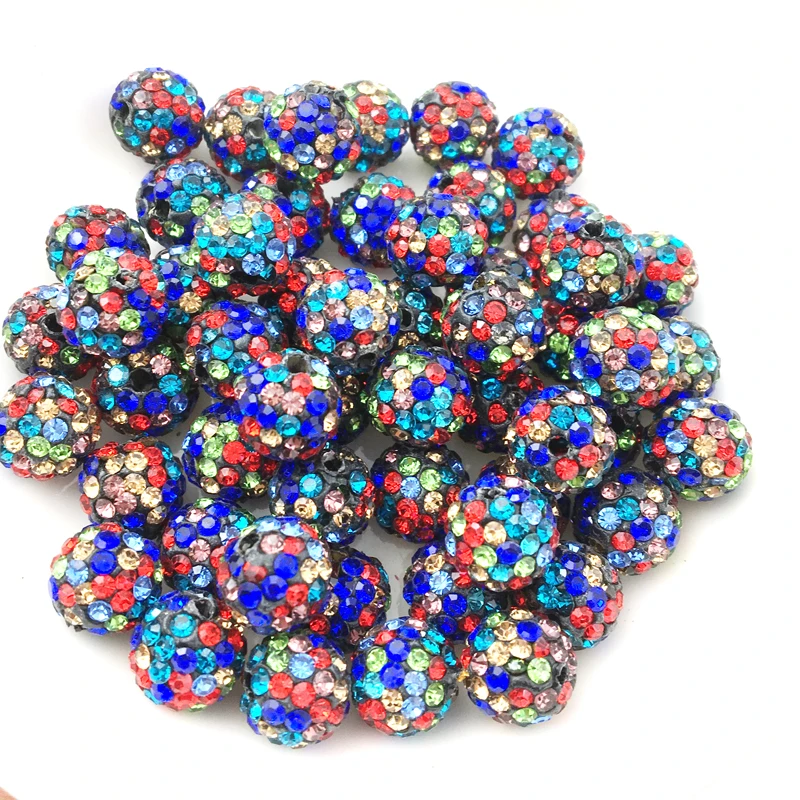black colorful AAA Качество 50 шт 10 мм глина Кристалл Диско Шар Стразы Diy свободные бусины для изготовления браслета хрустальные бусины космические бусины Шамба - Цвет: black colorful