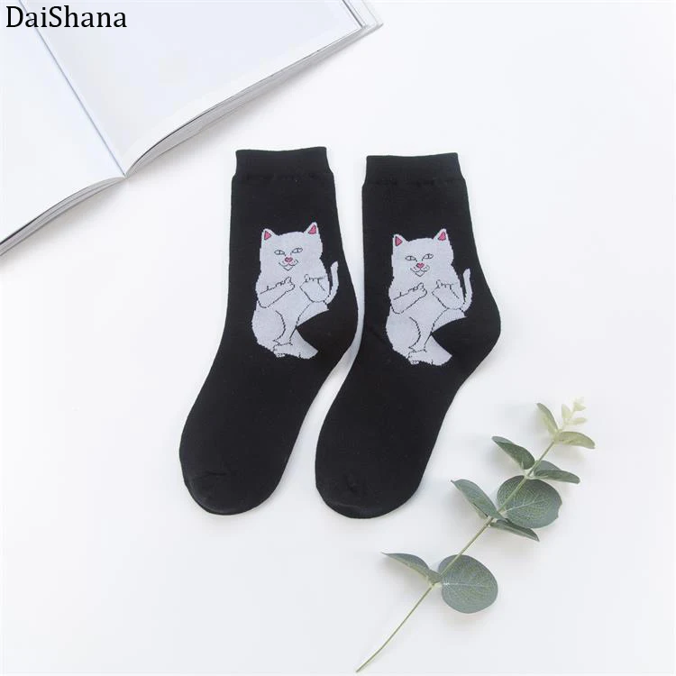 DaiShana/модные носки унисекс в стиле Харадзюку С Рисунком Маджонга, кошки, Арт, инопланетянина, удобные вечерние носки на Хэллоуин, креативные теплые хлопковые носки - Цвет: 4