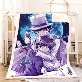 

Detective Conan Funny Character Blanket 3D Print Sherpa Blanket on Bed Home Textiles Dreamlike Style 04