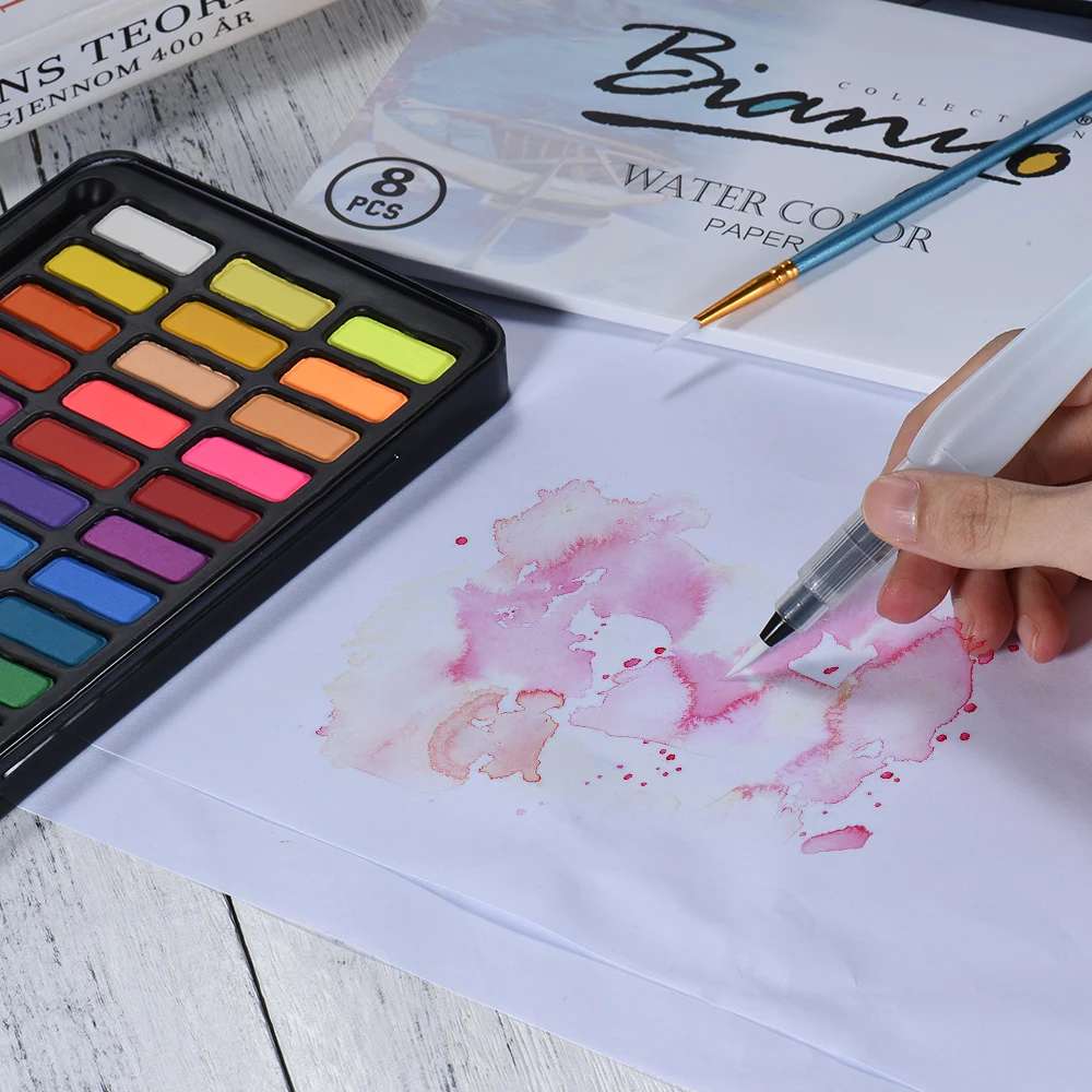 

Solid Watercolor Paint Water Color Pigment Watercolor Set with Metal Box for Students Artists Painting Drawing Supplies