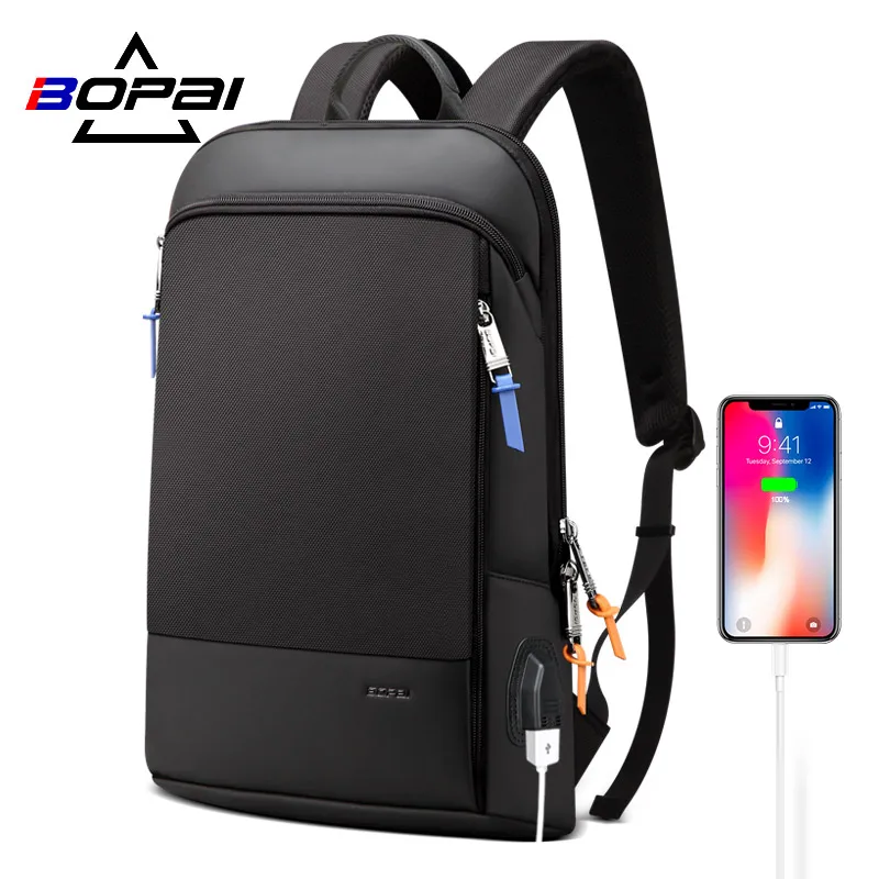  BOPAI Updated Version Super Slim Laptop Backpack USB Charging Port Men Anti Theft Backpack Waterpro
