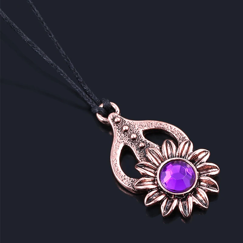 Колье с подвеской в виде подсолнуха из фиолетового кристалла|Ожерелья подвеской|