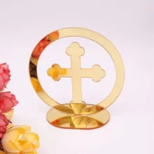 20шт акриловое зеркало круг крест стол стоящий домашний декор 10 см Высота молитва лорда для крещения и крещения Дом Перемещение